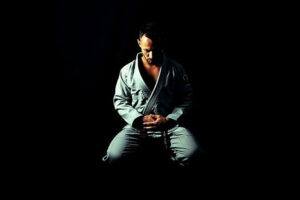 Martial artist kneeling