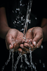 Water flowing into hands