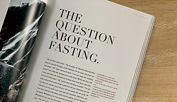 Image shows a magazine page with the headling "The question about fasting."