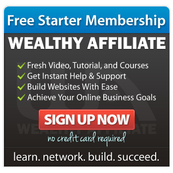 Image shows a Wealthy Affiliate banner with a sign up now button
